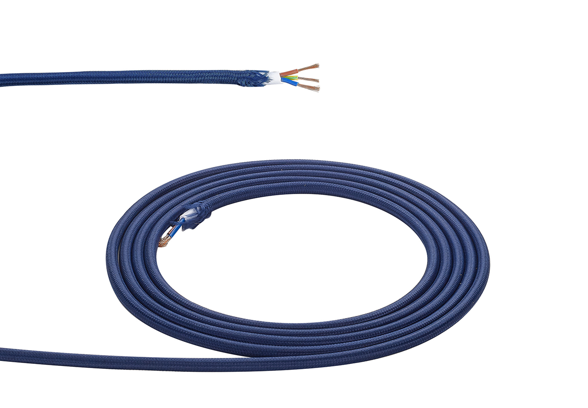 D0813  Cavo 1m Dark Blue Braided 3 Core 0.75mm Cable